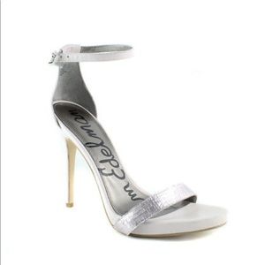 Sam Edelman Eleanor Ankle Strap Heels Silver Strap